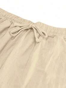 Men's Breathable Linen Loose Casual Sports Pants, Suitable Beach, Spring/Summer - Khaki - View 6
