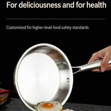 Chảo nấu ăn bằng thép không gỉ có tay cầm cách nhiệt, chảo chống dính bằng thép không gỉ 304 có nắp đậy (kích thước 12/10.25/8.5 inch) - Xem 2