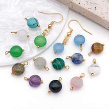 3 mặt dây chuyền đá tự nhiên hình tròn dẹt bằng thép không gỉ, dùng để làm khuyên tai, vòng cổ, vòng tay, trang sức, kích thước 9x12mm. - Mặt dây chuyền - Xem 5