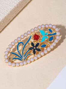 1pc Chinese Style Butterfly Hair Clip, Hanfu Bun Accessory With Tassel, Gentle Faux Pearl Tassel Bun Clamp, Butterfly,Summer,Holiday,Travel, Accessories For Women, Claw Clips,Festival,Birthday - Multicolor - View 9