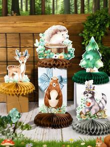 9pcs Forest Animal Honeycomb Desktop Decor | 3D Desktop Decoration | Suitable For Light Green Theme Decor, Girls & Boys Birthday Party, Camping, Baby Shower, Children's Day, Gender Reveal Party, Baby Party, Animal Theme Party And Other Party Decorations; Also Suitable As Photography Props. - Multicolor - View 6