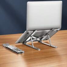 1个铝合金笔记本电脑支架，便携式桌面电脑支架，可折叠悬挂式散热笔记本电脑支架，坚固的桌面笔记本电脑支架 - 查看 7