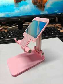 1pc Adjustable & Foldable Phone Holder, Portable Slouchy Desk Stand, Non-Slip Plastic Tablet Stand, No Battery Required, Multi-Function Telescopic Folding Desktop Phone Stand For Live Streaming, Office, Study, Slouchy Person, Tablet, Bedside, Universal - Multicolor - View 13