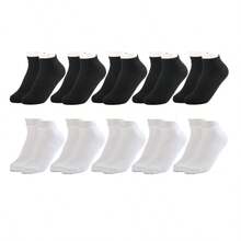 5 Paar Damen Sommer Schwarz Weiß Grau atmungsaktive Mesh Bootsocken (erhältlich in 20/12/10/5/4/3/1 Paaren) - Weiss - Übersicht 8