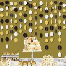 24/48pcs Black Gold White Circle Hanging Decor, 98.5inch Graduation Party Celebration Scene Decoration Pennant - 98.5-inch Black, White and Gold Circular Disc - View 5