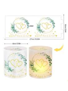 6 pièces/1 pièce Décoration de lanterne de mariage - Porte-bougie romantique avec couronne d'eucalyptus et motif en forme de cœur; Convient pour la fête des mères, le mariage, l'anniversaire, la remise des diplômes, la fête à thème, l'anniversaire de mariage et l'enterrement de vie de jeune fille - Taille unique - Voir 3