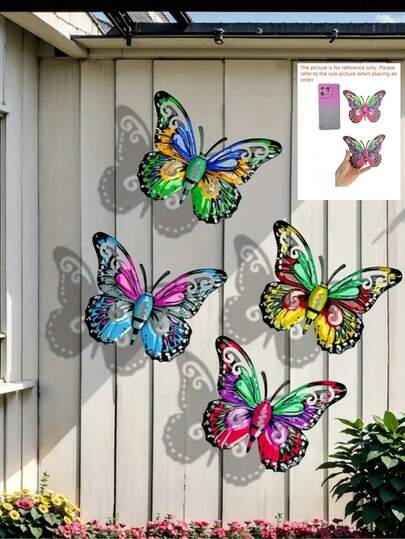 4pcs Metal Butterfly Wall Art Decor, Perfect Gift For Family & Friends, Decorative Hanging Metal Butterflies For Garden, Patio, Living Room, Balcony