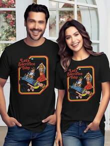 Women's Toby Sacrifice T-Shirt For Ladies A Demon Devil Cat Tee With Seventies Vintage Style Fashion Apparel - Black - View 1