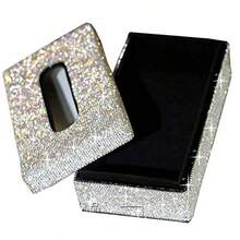 Luxury Crystal Rhinestone Handmade Bling Decorative Tissue Holder Box Case Silver - plateado - Ver 6