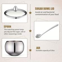 Thick Stainless Steel Seasoning Jar With Spoon & Lid, Creative Soy Sauce Bottle, Salt & Pepper Shaker, Covered Seasoning Storage Box, Kitchen Organizer Rack, Kitchen Decor - Silver - View 6