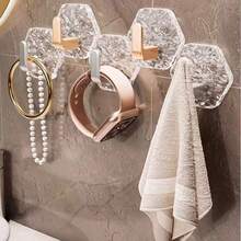 Bộ 4/8 móc treo tường cao cấp Glacier, không cần khoan, dùng cho phòng tắm, nhà bếp, tủ quần áo. - Vàng - Xem 1