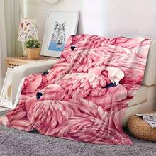 Manta com estampa de flamingos rosa claro (1 peça) - Moderna, quentinha e versátil para sofá, escritório, cama, camping e viagens - Presente perfeito para todas as estações. - Rosa Melancia - Ver 2