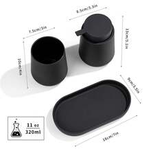 现代哑光黑浴室套装 - 皂液器、牙刷架、托盘三件套，适用于浴室台面收纳整理 - 泡沫皂液器 - 查看 5