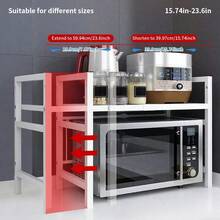 Ubravoo 1pc Expandable 42-64cm Microwave Shelf Organizer, Moisture And Rust Proof Microwave Countertop Organizer,Kitchen Utensils Tableware Storage,Over ,Kitchen Storage Rack - White - View 5