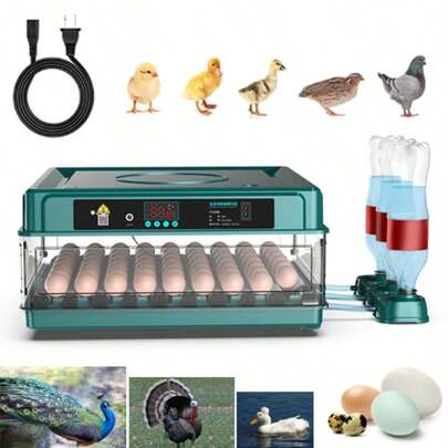 Incubadora (64 Huevos) Pollos Y Aves Con Giro Automatico Con Manual En Español,se Pueden Conectar Baterías