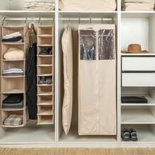 Household Essentials 3392-1 Cedarline Collection - Bolsa colgante para ropa protector de vestido y traje lona de algodón natural color blanco roto - blanquecino - Ver 3