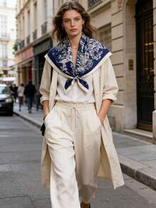 1件装女士波西米亚风仿丝斜纹围巾头带，适合日常佩戴 - 多色-斜紋綢 - 查看 10