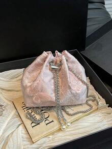1pc Leopard Print Khaki Shoulder Bag With Metal Chain, Exquisite High-End Niche Design, Versatile, Animal Print Women Bag, Fall Winter Fashionable Cheetah Print Purse For Women, New Fall Winter Tiger Print Bag For Women , Leopard Cheetah Print , Beach - 粉色 - 查看 2