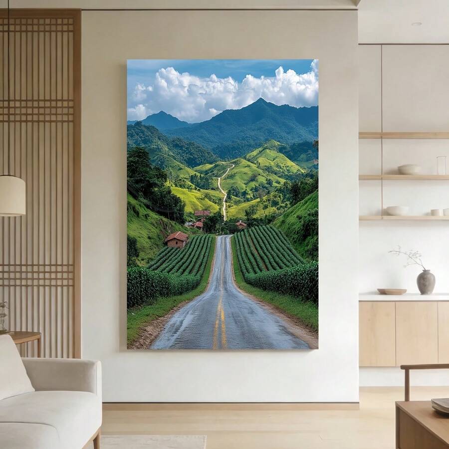 Enmarcado 1 pieza Póster de Viaje de Colombia Enmarcado - Arte de Pared Panorámico de la Región Eje Cafetero con Marco de Madera,  Impresión de Paisaje de la Zona Colombiana, Decoración Colgante para Hogar, Oficina, Café Adecuada para Espacios con Temática de Colombia, 2D Plano - Enmarcado - Ver 1