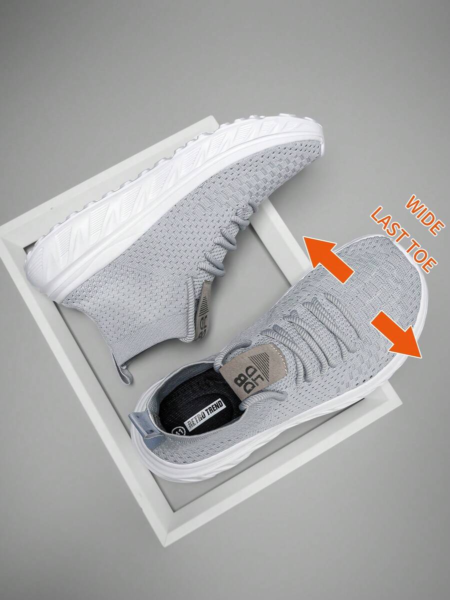 Men's High-Top Retro British Style Hiking Casual Shoes - 4-Season Outdoor/Urban Sports Shoes, Wide-Fit Big Head Shoes, Round Toe Geometric Anti-Slip Design - Suitable For Hiking, Business And Daily Wear