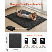 Japanese Tatami Mat, Queen Size Foldable Japanese Tatami Mattress, Futon Mattress With Storage Bag & Fastener, 9-Layer Floor Mat For Sleeping, Dorm, Meditation, Yoga, 80 X 60 X 3.5 In, Black - Màu đen, 80 x 60 x 3,5 inch - Xem 2