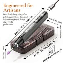 WOLDSATR 40-In-1 Handheld Mini Cordless Rotary Tool Kit, 6 Variable Speed USBRechargeable With LED Light & LCD Display, 3.7V 16000RPM For DIY Crafts, Precision Sanding,Polishing & Drilling - Grey - View 5