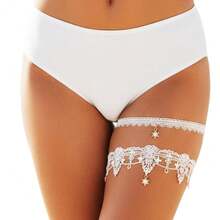 [Free Shipping]Garter Lace Thigh Garters For Bride Rhinestone Bridal Garter For Women(2 Pcs) - White - View 6