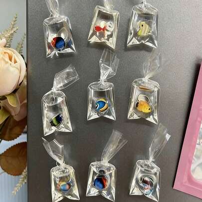 3个可爱热带鱼冰箱贴，创意透明冰箱贴纸 | 水族箱风格装饰，适用于厨房、家居和办公室，送给爱鱼人士的独特小礼物，色彩鲜艳，强力磁性背衬，非常适合装饰冰箱、白板和储物柜