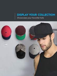 12-Pack Wall Hat Hooks, Minimalist Hat Rack, No-Drill Adhesive Hooks, Baseball Cap Hooks, Wall-Mounted Hat Rack, Multi-Functional Non-Marking No-Drill Hooks, Home Bathroom Decor, Bathroom Storage, Autumn Decor, Back To School Season - Multicolor - View 4