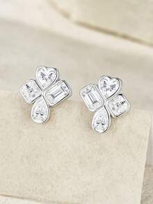 Bông tai Moissanite bạc 925, thiết kế tối giản sang trọng, không gây dị ứng, chống oxy hóa, đa năng, quà tặng cho Ngày Valentine, Ngày của Mẹ, đám cưới, lễ đính hôn, sinh nhật, đựng trong hộp quà kèm giấy chứng nhận. - Bạc - Xem 6