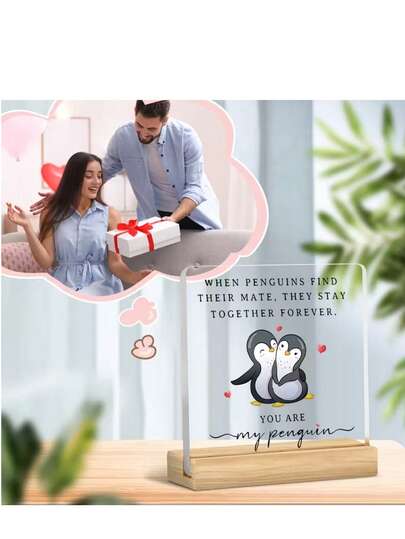 1 chiếc. Khi chim cánh cụt tìm được bạn đời, chúng sẽ ở bên nhau mãi mãi. Biển trang trí bằng acrylic đa năng, thích hợp để trang trí nhà cửa, phòng ngủ, phòng khách, bàn làm việc văn phòng. Món quà lý tưởng cho Ngày Valentine, sinh nhật, năm mới.