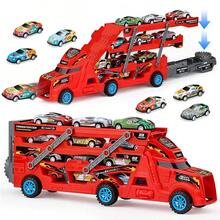UINLE Baby 2-In-1 Children's Launch And Storage Truck Toy Set, Comes With 8 Alloy Cars, Launch Track And Multi-Layer Storage Dual Modes, Portable Design Supports Play In Multiple Scenarios, Supports Multi-Player Racing Competition, Children's Racing Toy Set, Birthday Gift For Boys And Girls, Holiday Gift, Party Gift, Back-To-School Gift - Multicolor - View 6
