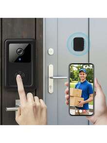 Timbre de vídeo inteligente con cámara, capacidad de batería de 400mAh, cámara HD, lente gran angular, intercomunicador de voz inteligente, Wi-Fi, altavoz incorporado, intercomunicador bidireccional, alerta en tiempo real, control a través de aplicación - Negro - Ver 9