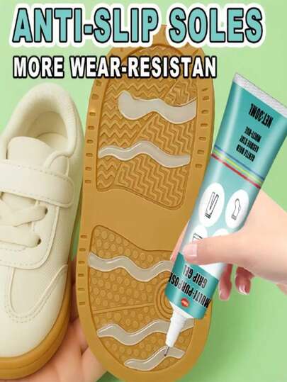 1套/2套防滑软胶鞋贴，粘合套装（胶水+涂抹头+刮板+模具），即时防滑，耐磨防滑，适用于：需要增强鞋底抓地力的人士、老年人、病人、残疾人士。可用于：袜子、高跟鞋。透明防滑贴 - 易于使用，适用于湿滑/雨天/冰面环境 - 持久耐磨配方