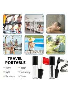 15支/5支/1支 3毫升睫毛膏空管，注塑成型透明，可重复灌装DIY化妆品样品瓶，透明小巧，适合旅行化妆品分装器 - 黑色 - 查看 5