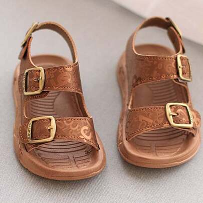 Sandalias de niños con hebilla de metal vintage, zapatos de playa de suela blanda antideslizante para niños, zapatos casuales versátiles de lujo con doble hebilla para niñas, nuevos zapatos para exteriores de suela blanda antideslizante para niños pequeños en verano 2026, sandalias de niños cómodas de suela blanda y punta abierta, zapatos de playa versátiles de hebilla de metal retro para niños y niñas