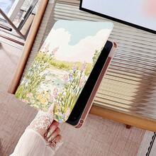 1 chiếc ốp lưng máy tính bảng xoay 360° họa tiết vịt hồ màu hồng và hoa, có khe cắm bút cảm ứng, chân đế từ tính đa góc, chức năng tự động bật/tắt màn hình, tương thích với iPad Pro/Air, iPad 5/6/28 - Nhiều màu - Xem 5