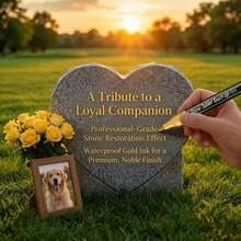 1pc Gold Gravestone Marker Pen | Restores Faded Text On Gravestones And Granite Surfaces, Weather-Resistant, Quick-Drying Oil-Based Fine Tip, Designed For Cemetery Maintenance And Marble/Tile Color Restoration - Apricot - View 7