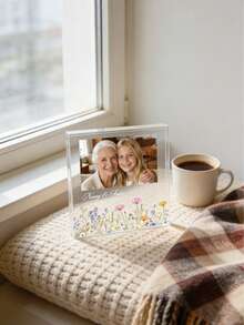 Customized Wildflower Acrylic Photo Frame, Personalized Mother's Day Decoration, Grandmother Gift. Customized Acrylic Decorations, Personalized Mother's Day Gift, Grandmother Photo Frame, Floral Acrylic Desktop Decoration, Family Keepsake. - Multicolor - View 4