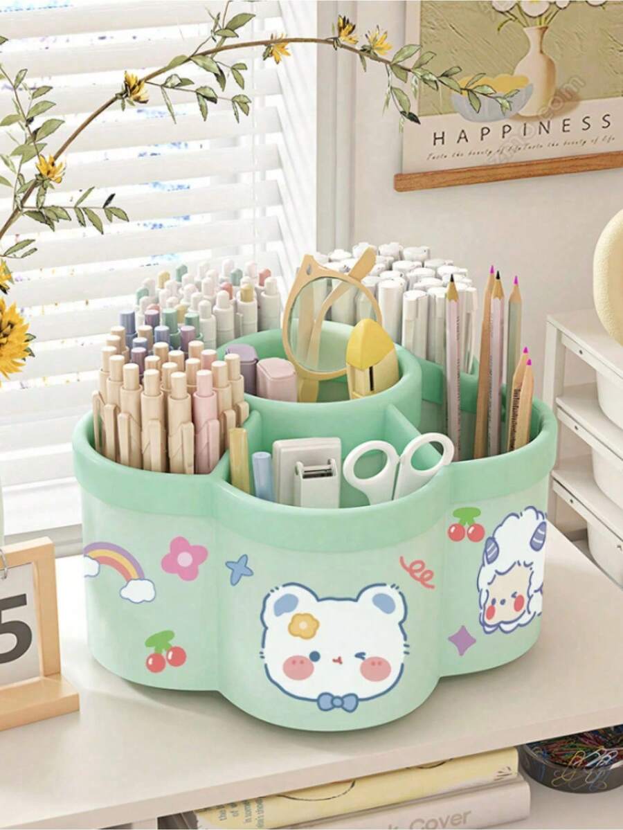 Bộ hộp đựng đồ dùng văn phòng phẩm xoay 360 độ - Hộp đựng đồ dùng văn phòng phẩm đa năng dễ thương với dung lượng lớn - Hộp đựng bút và dụng cụ vẽ tròn bằng nhựa PP với chức năng xoay đặc biệt, phù hợp cho văn phòng, trường học và nhà.