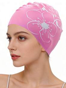 Printed Silicone Swimming Cap - Highly Elastic Silicone Swimming Cap - Suitable For Outdoor Water Sports, Durable Swimming Accessory - Ear Protection, Suitable For Long Curly Hair - Adult Training, Beach Essential, Beach Accessory, Ideal For Pool Floats - Multicolor - View 16