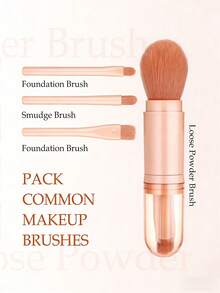Bộ cọ trang điểm du lịch 4 trong 1, cọ nền có thể thu gọn, cọ má hồng, cọ phấn phủ, cọ phấn mắt, cọ che khuyết điểm, bộ cọ trang điểm - Nhiều màu - Xem 5