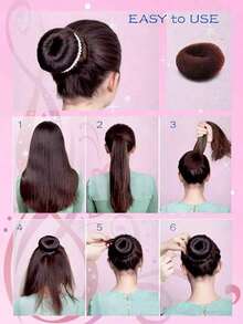 2pcs Black Donut Hair Bun Maker Hair Styling Tool Set - Black - View 5