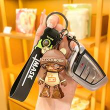 1 pieza Llavero de oso fuerte con máscara genial, colgante de moda estilo callejero, regalo del Día de la Madre, adornos, regalos, artes, artesanías y costura, llaveros, encantos clásicos de bolso, decoración de brillantes rhinestones, decoración linda para bolso de teléfono móvil, cartera. Accesorios de coche, regalos escolares, animales, góticos, Y2K para madre, padre, graduación y maestro - Lindo llavero de Super Oso - Ver 4