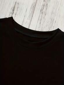 Women's Casual Short-Sleeved T-Shirt With Vintage Print, Made Of Soft Pure Cotton Fabric, Ideal For Everyday Outfits. - 黑色 - 查看 3