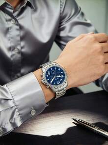 Đồng hồ Fossil nam, máy quartz, vỏ thép không gỉ, ba kim, mã sản phẩm FS5604. - Màu xanh lam - Xem 3