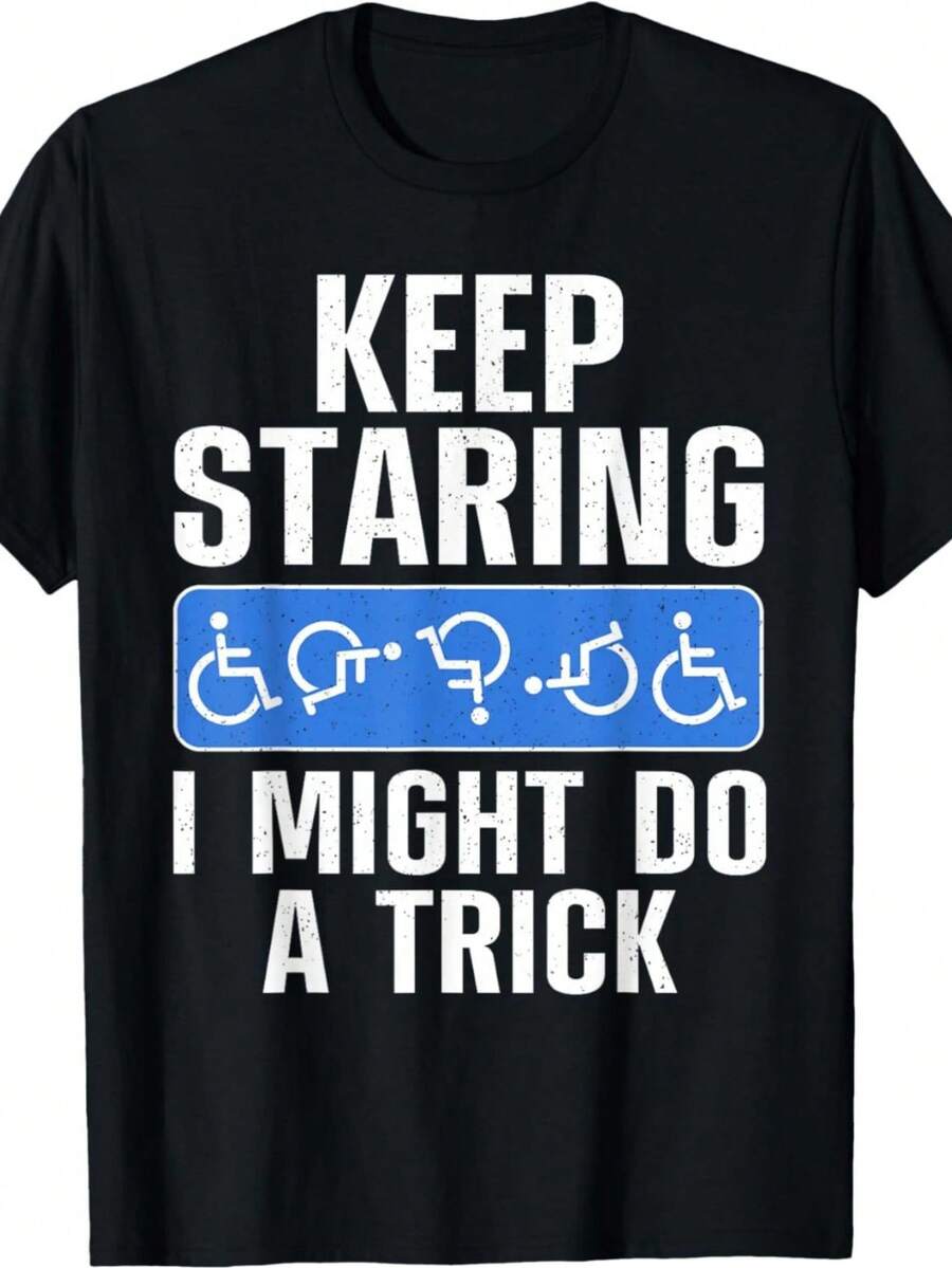 Cool Wheelchair Bound Art For Men Women Cripple Handicapped T-Shirt_new - 黑色 - 查看 1