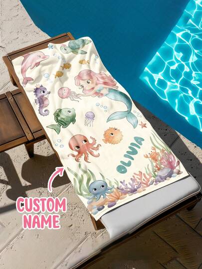 A Personalized Children's Beach Towel, A Perfect Summer Birthday Gift, Suitable For All Kinds Of Summer Occasions. Customize Beach Towels And Accessories For The Beach, Pool, Travel, Camping, Yoga, And More.