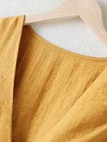 Women's Casual Linen Blazer Vest And Pants Set, Spring/Summer - Ginger - View 4