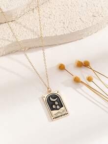 1件男女通用极简塔罗牌吊坠项链，独特 - 彩色 - 查看 15